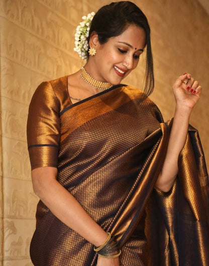 Coffee Banarasi Silk Saree | Sudathi