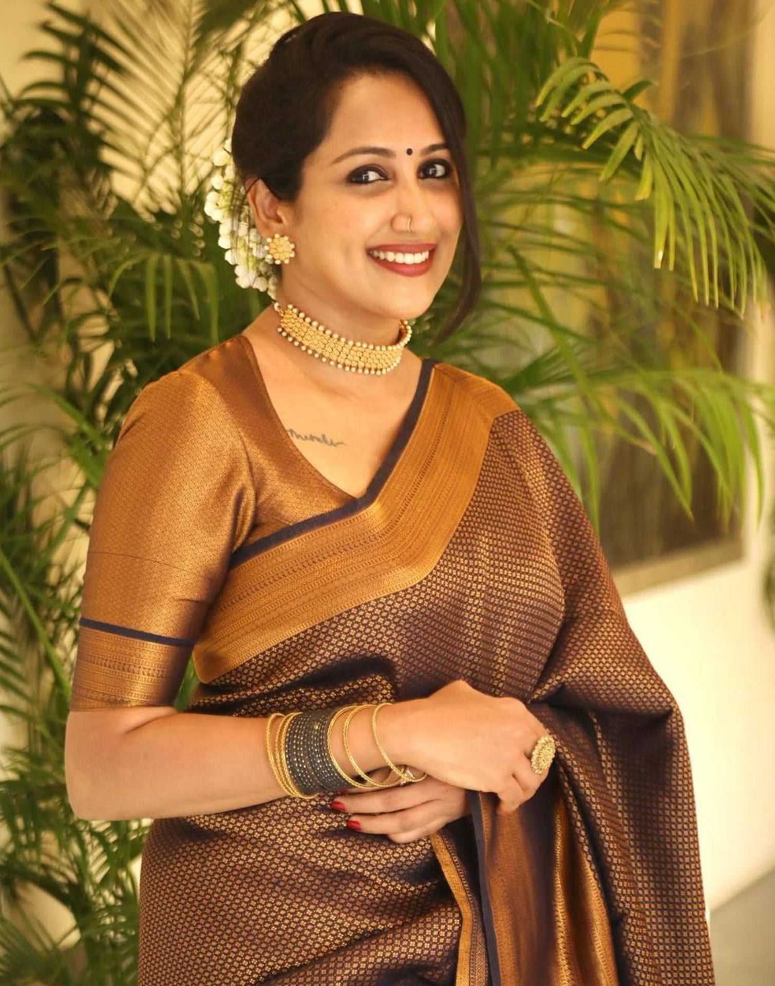 Coffee Banarasi Silk Saree | Sudathi