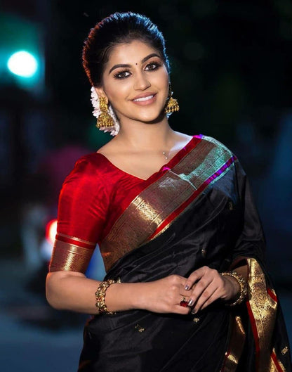 Black Banarasi Silk Saree | Sudathi