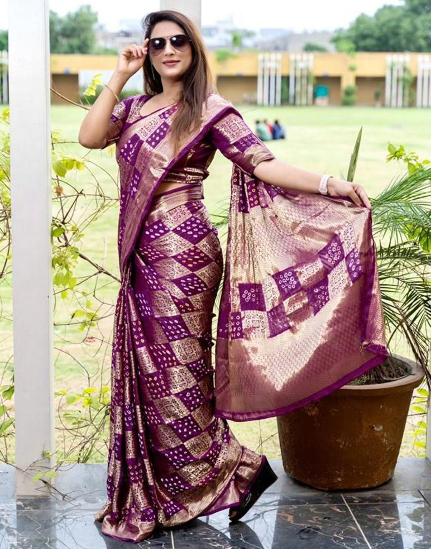 Wine Banarasi Silk Saree | Sudathi