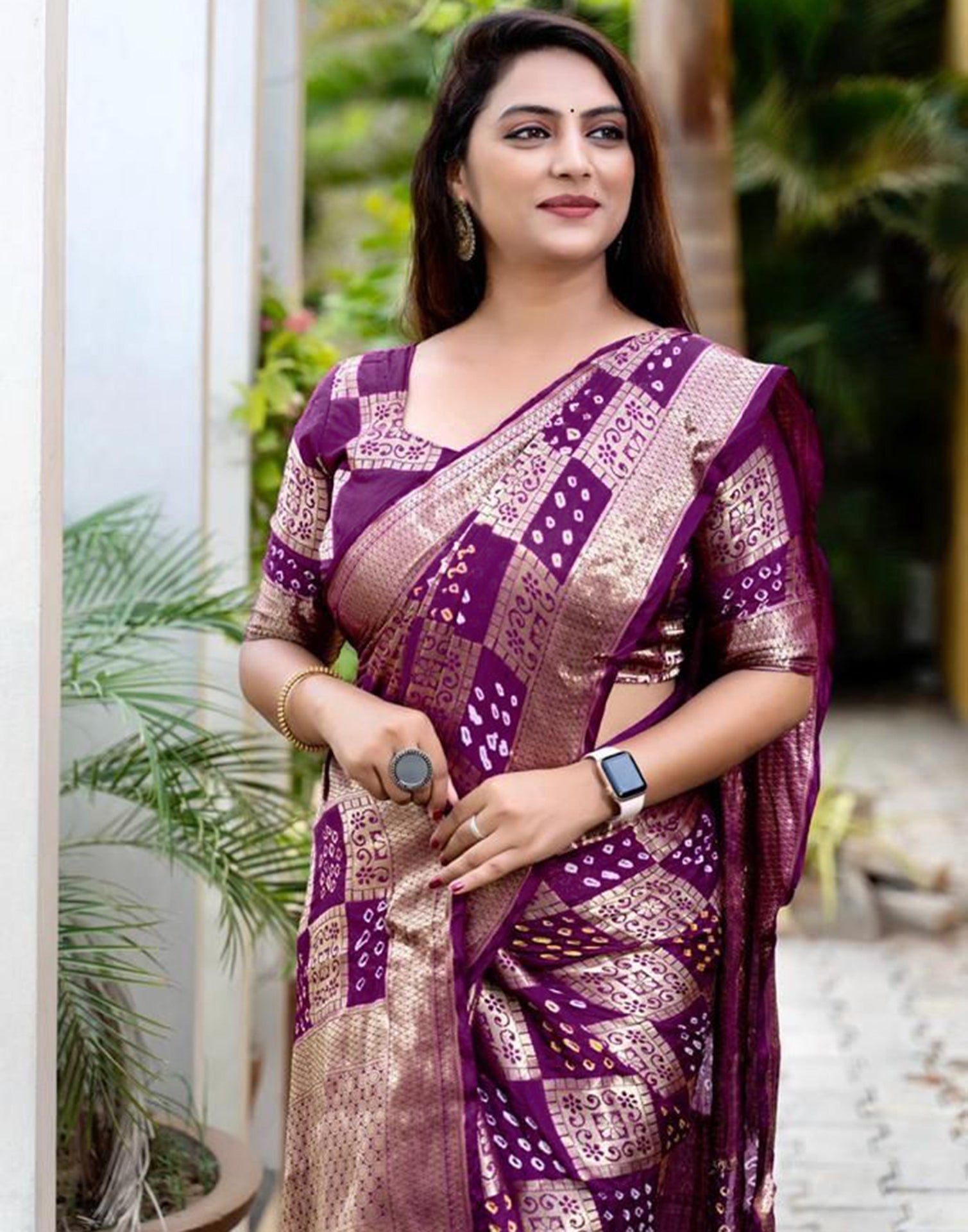 Wine Banarasi Silk Saree | Sudathi