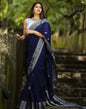 Navy Blue Banarasi Silk Saree | Leemboodi