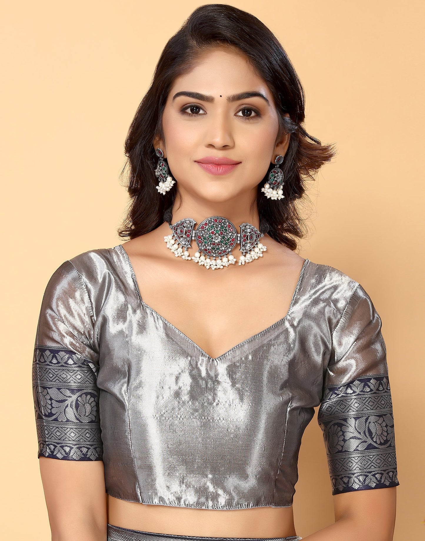 Navy Blue Banarasi Silk Saree | Leemboodi