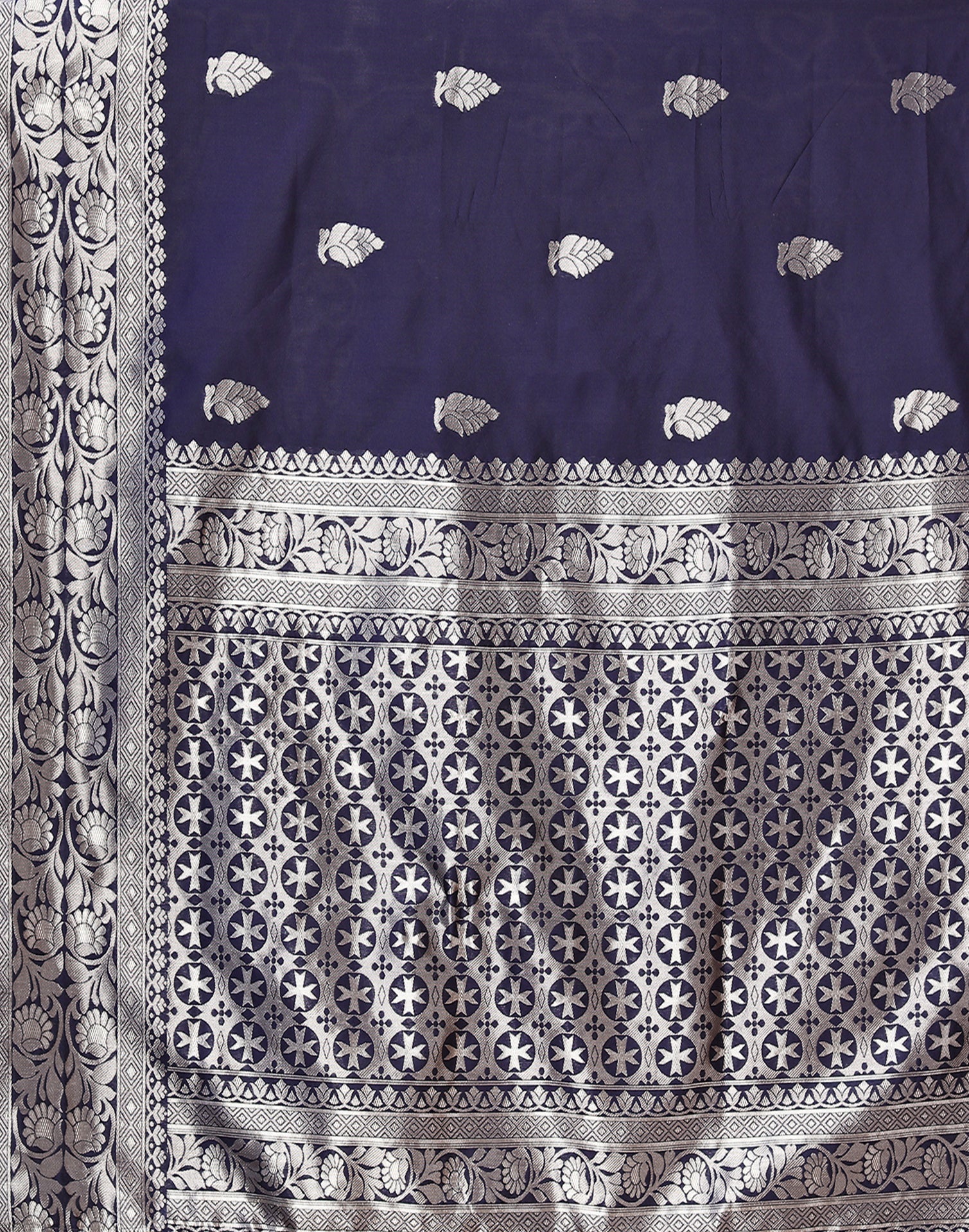 Navy Blue Banarasi Silk Saree | Leemboodi