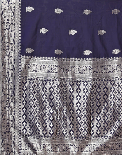 Navy Blue Banarasi Silk Saree | Leemboodi