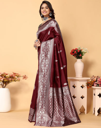Maroon Banarasi Silk Saree | Sudathi