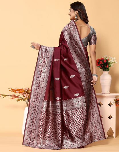 Maroon Banarasi Silk Saree | Sudathi