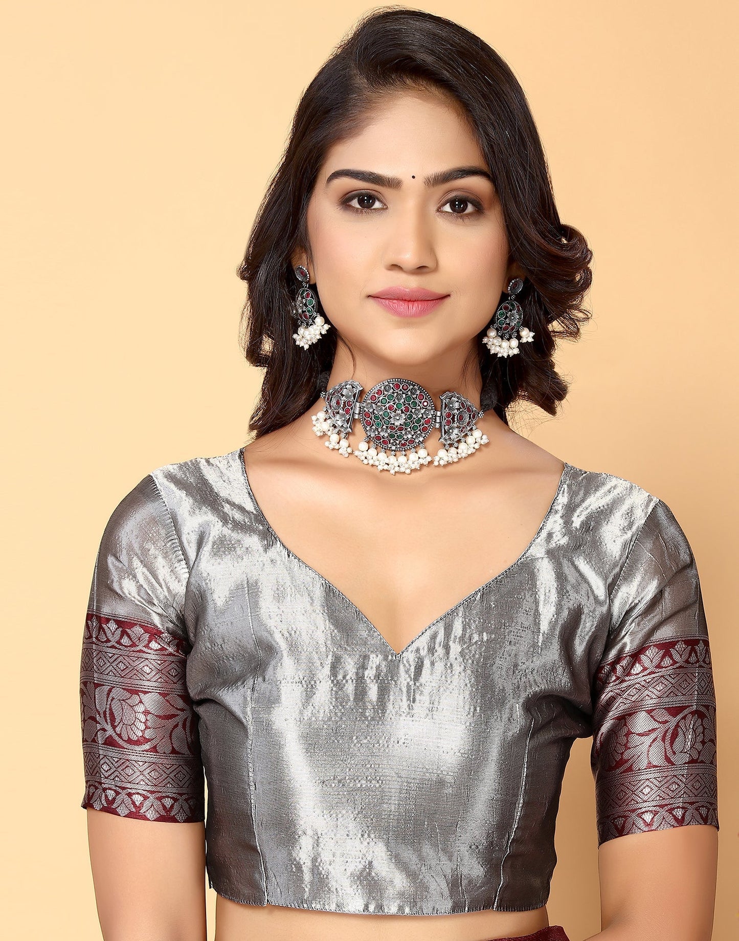 Maroon Banarasi Silk Saree | Sudathi