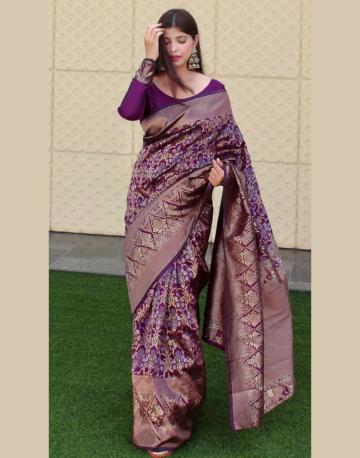 Wine Banarasi Silk Saree | Sudathi