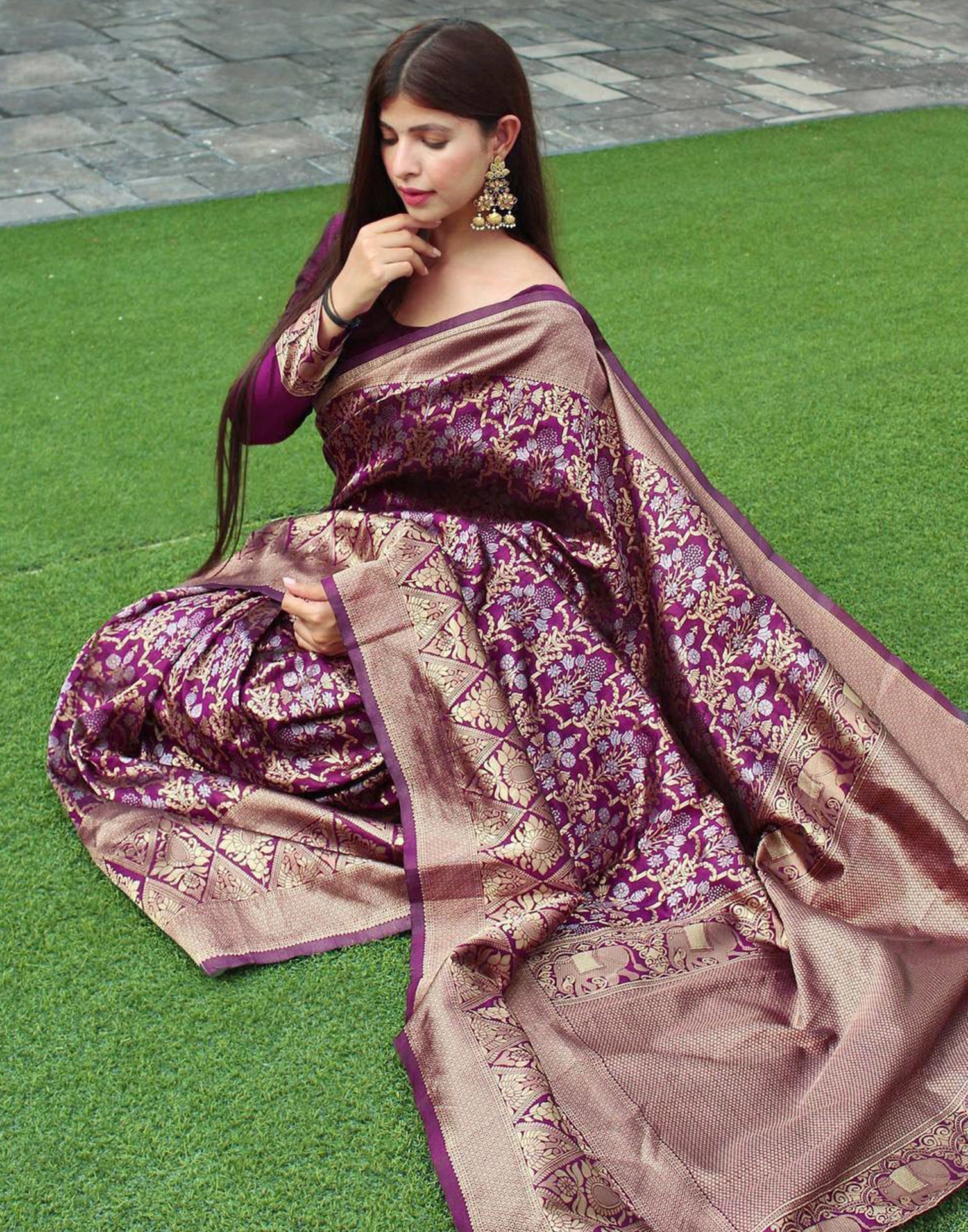 Wine Banarasi Silk Saree | Sudathi