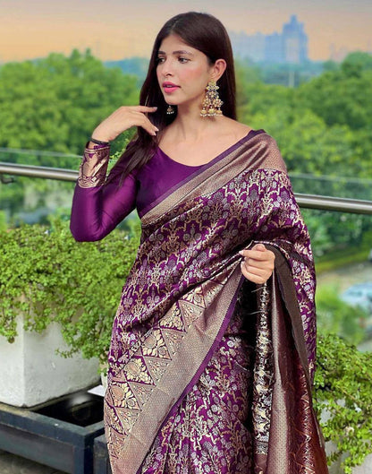 Wine Banarasi Silk Saree | Sudathi