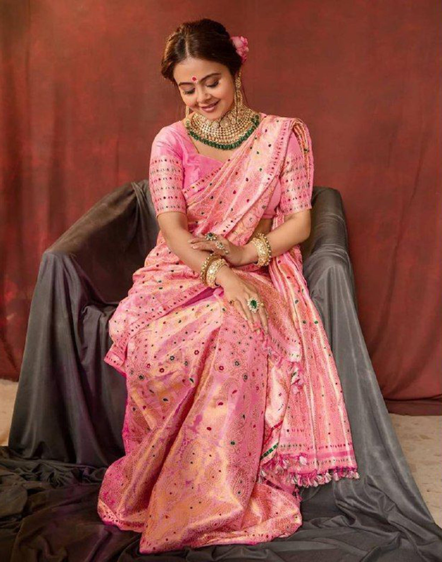 Light Pink Banarasi Silk Saree | Sudathi