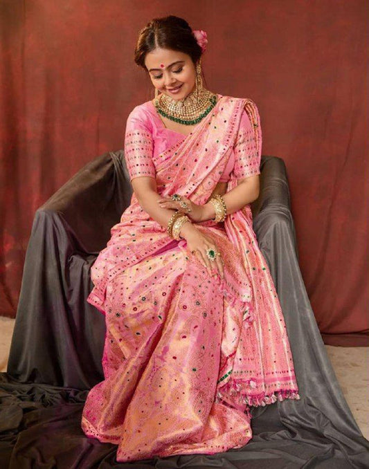 Light Pink Banarasi Silk Saree | Sudathi