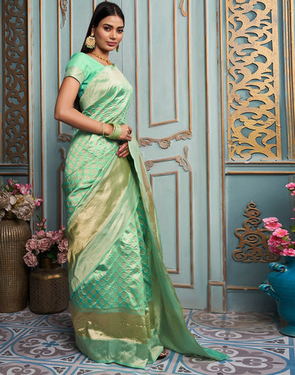 Light Green Banarasi Silk Saree | Sudathi