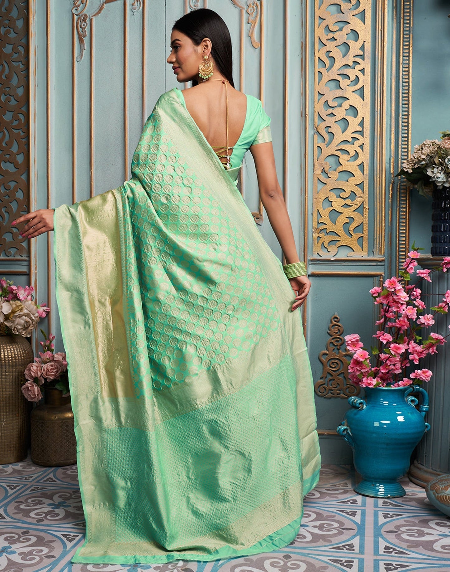 Light Green Banarasi Silk Saree | Sudathi