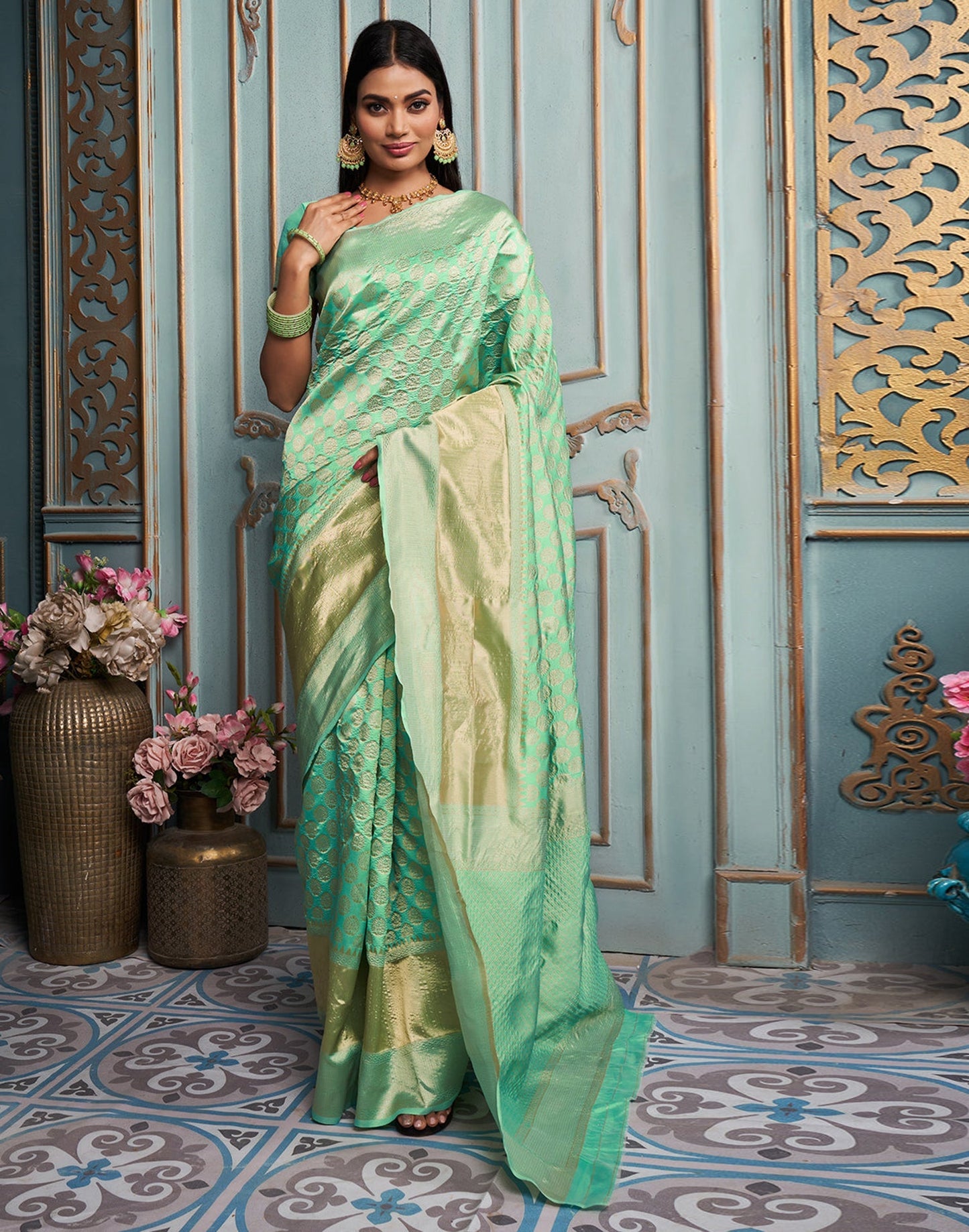 Light Green Banarasi Silk Saree | Sudathi
