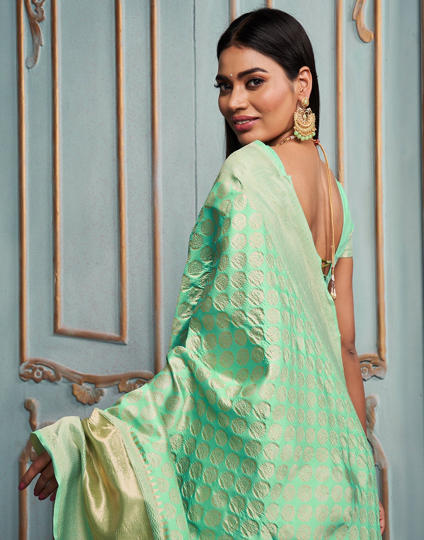Light Green Banarasi Silk Saree | Sudathi