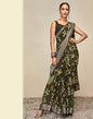 Dark Green & Cream Georgette Printed Saree | Leemboodi