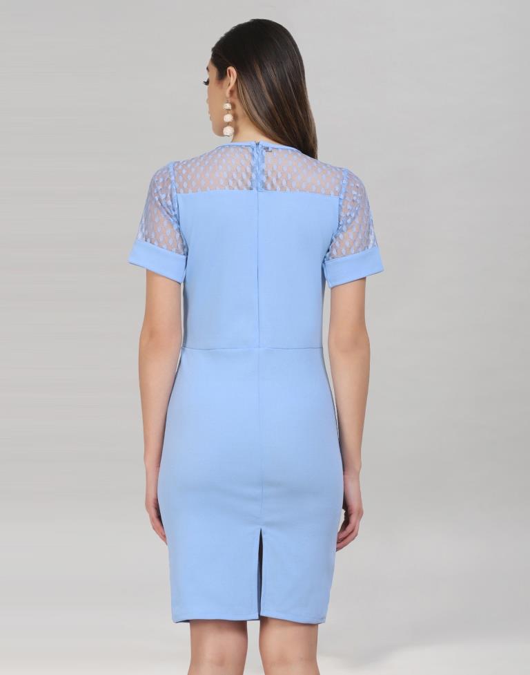 Light Blue Coloured Lycra Knitted Bodycon | Sudathi