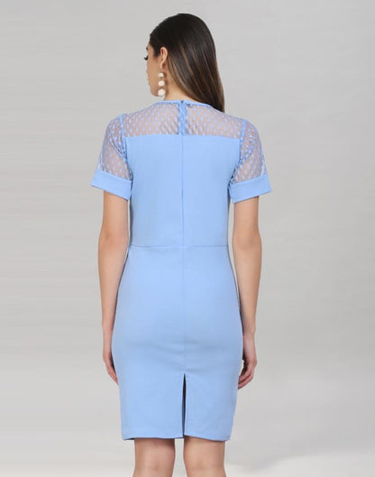 Light Blue Coloured Lycra Knitted Bodycon | Sudathi