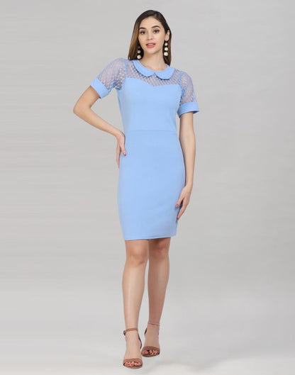 Light Blue Coloured Lycra Knitted Bodycon | Sudathi