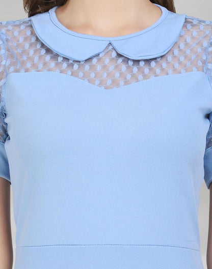 Light Blue Coloured Lycra Knitted Bodycon | Sudathi