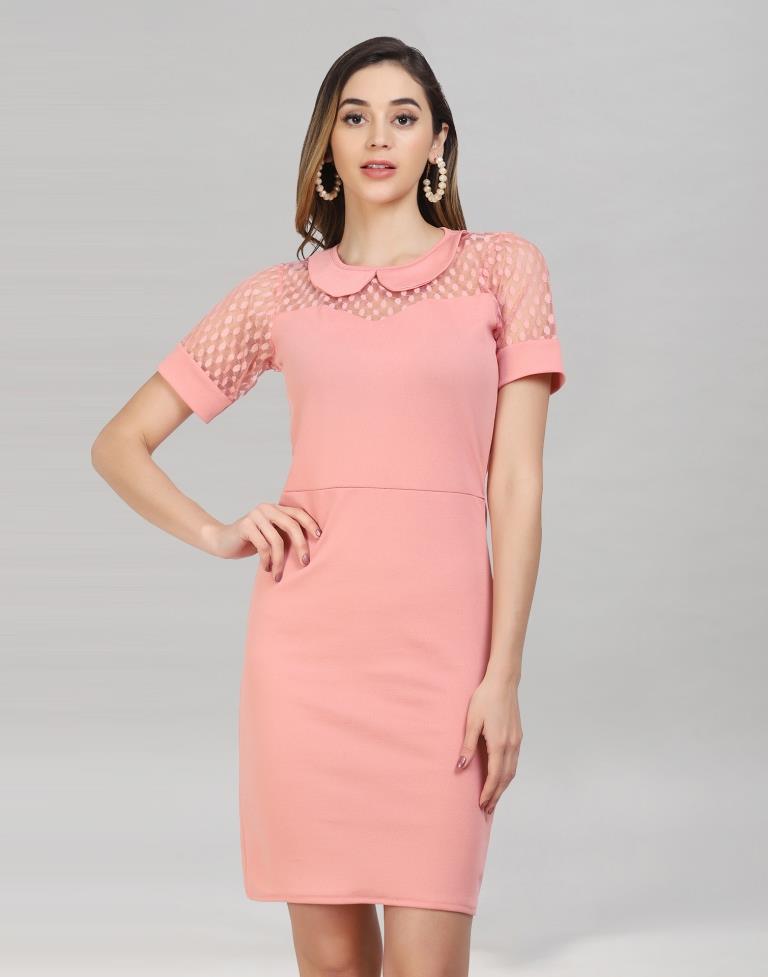 Pink Coloured Lycra Knitted Bodycon | Sudathi