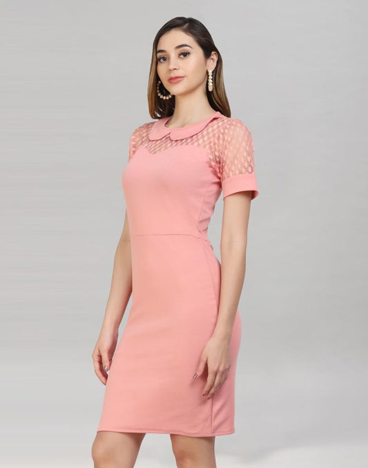 Pink Coloured Lycra Knitted Bodycon | Sudathi