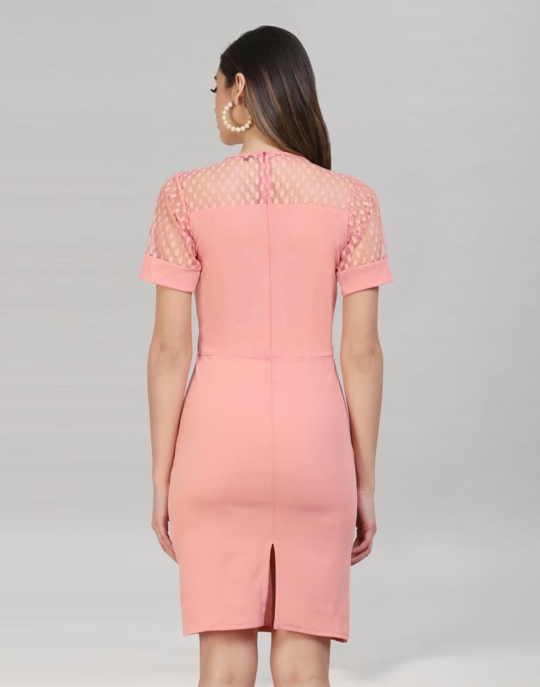Pink Coloured Lycra Knitted Bodycon | Sudathi