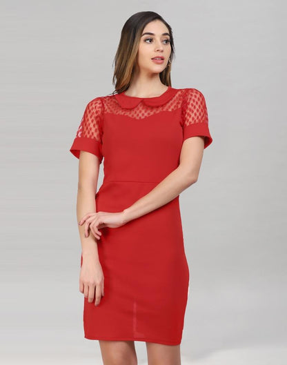 Red Coloured Lycra Knitted Bodycon | Sudathi