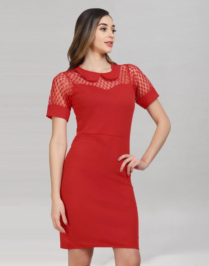 Red Coloured Lycra Knitted Bodycon | Sudathi