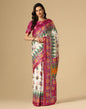 White & Multicoloured Patola Saree | Sudathi