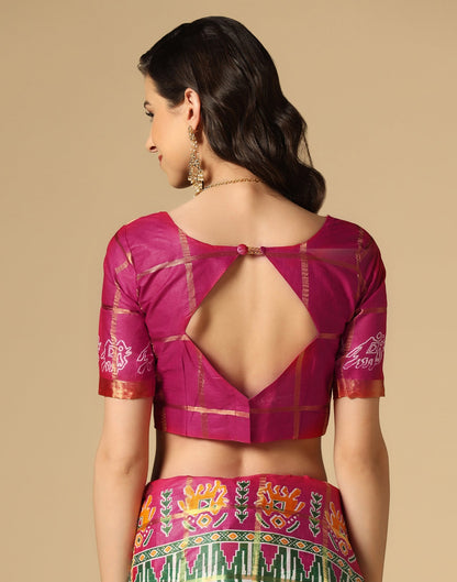 White & Multicoloured Patola Saree | Sudathi