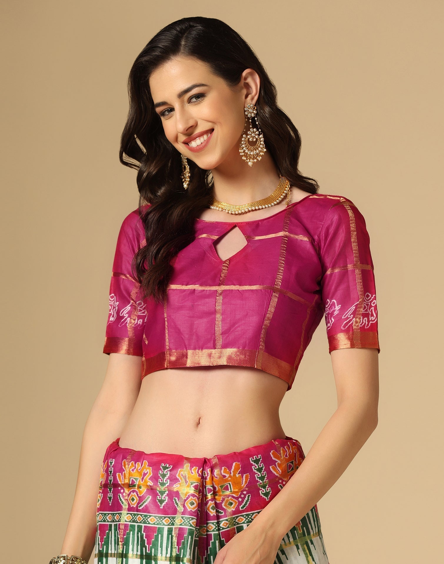 White & Multicoloured Patola Saree | Sudathi