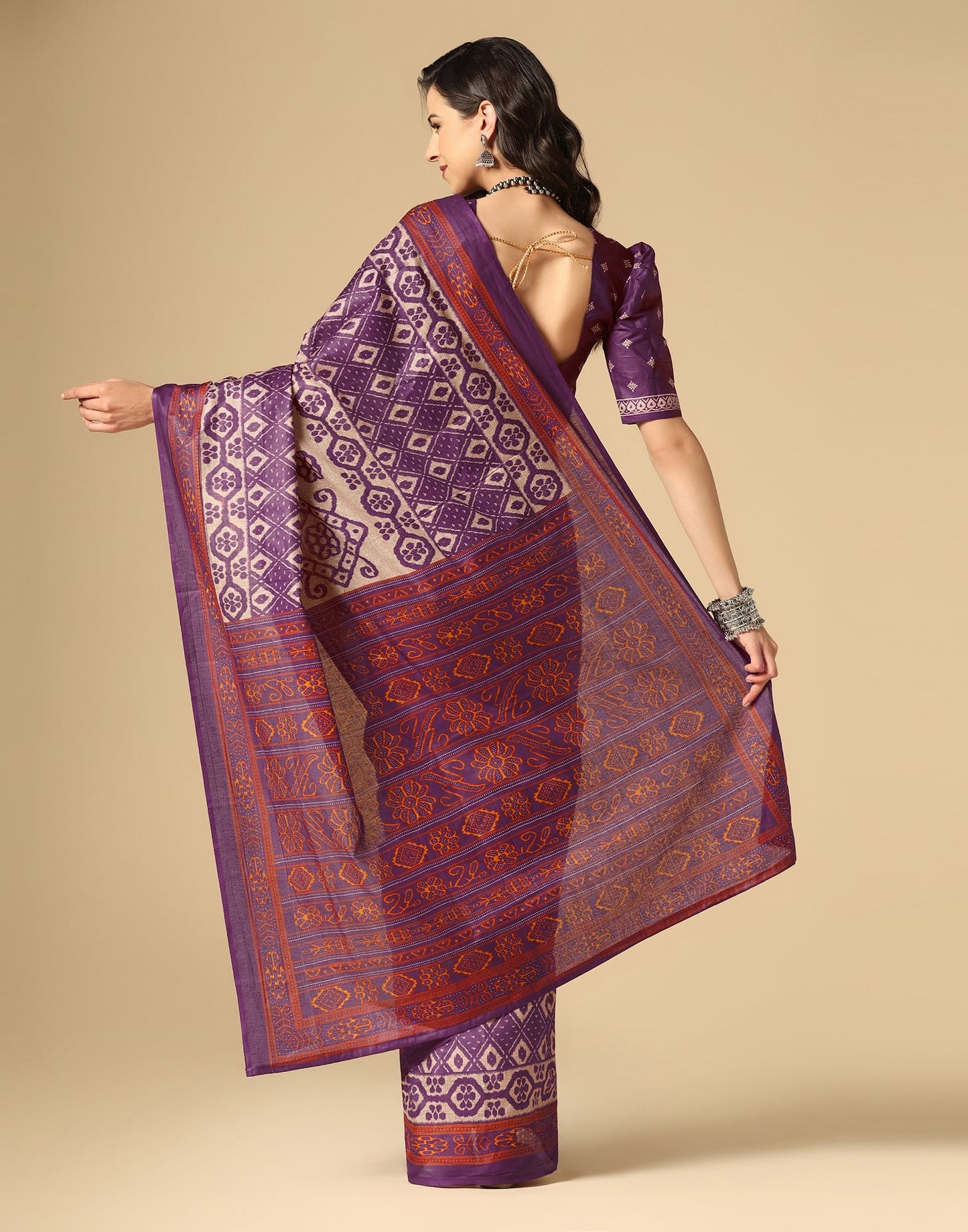 Purple Printed Cotton Saree | Sudathi