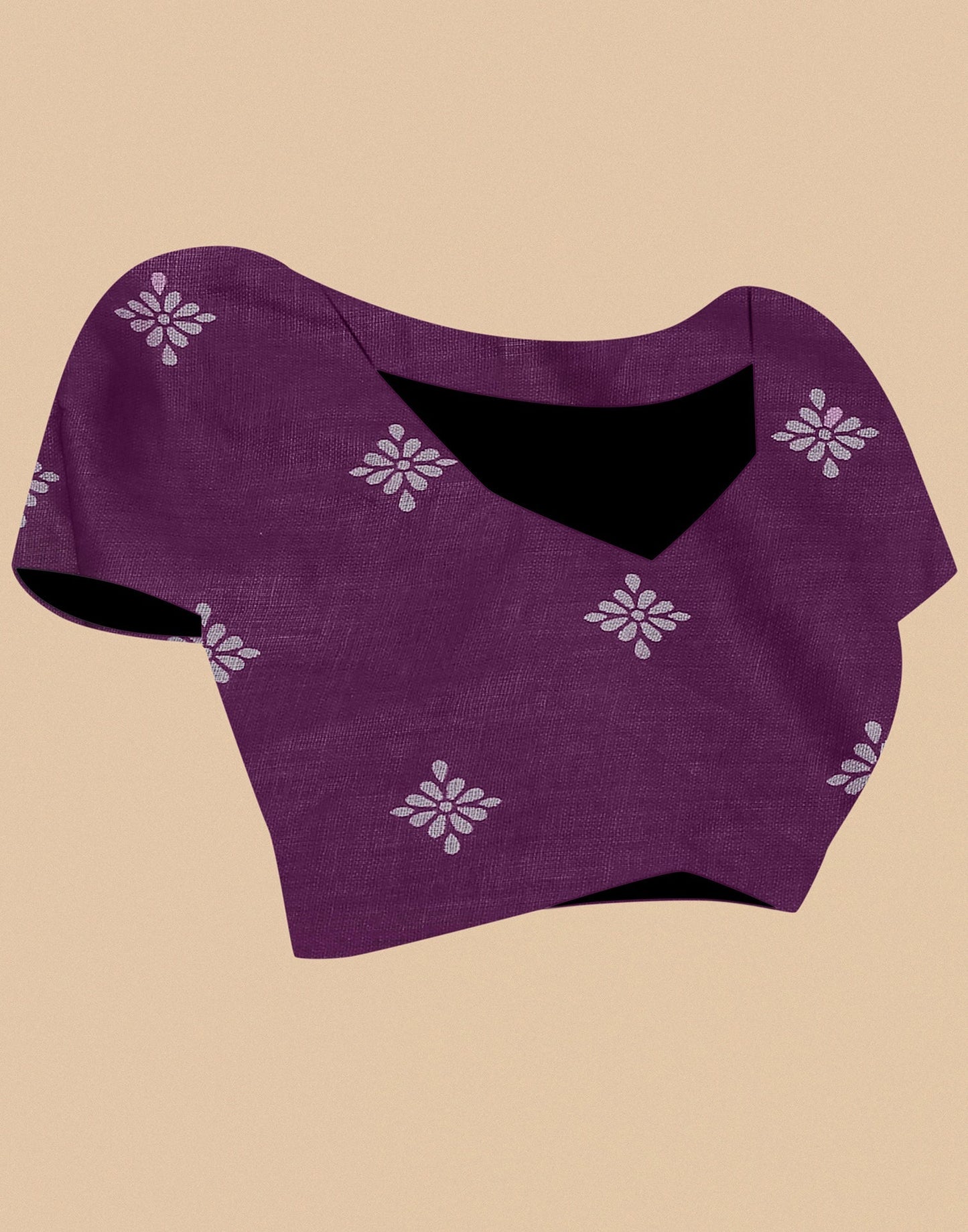 Purple Printed Cotton Saree | Sudathi