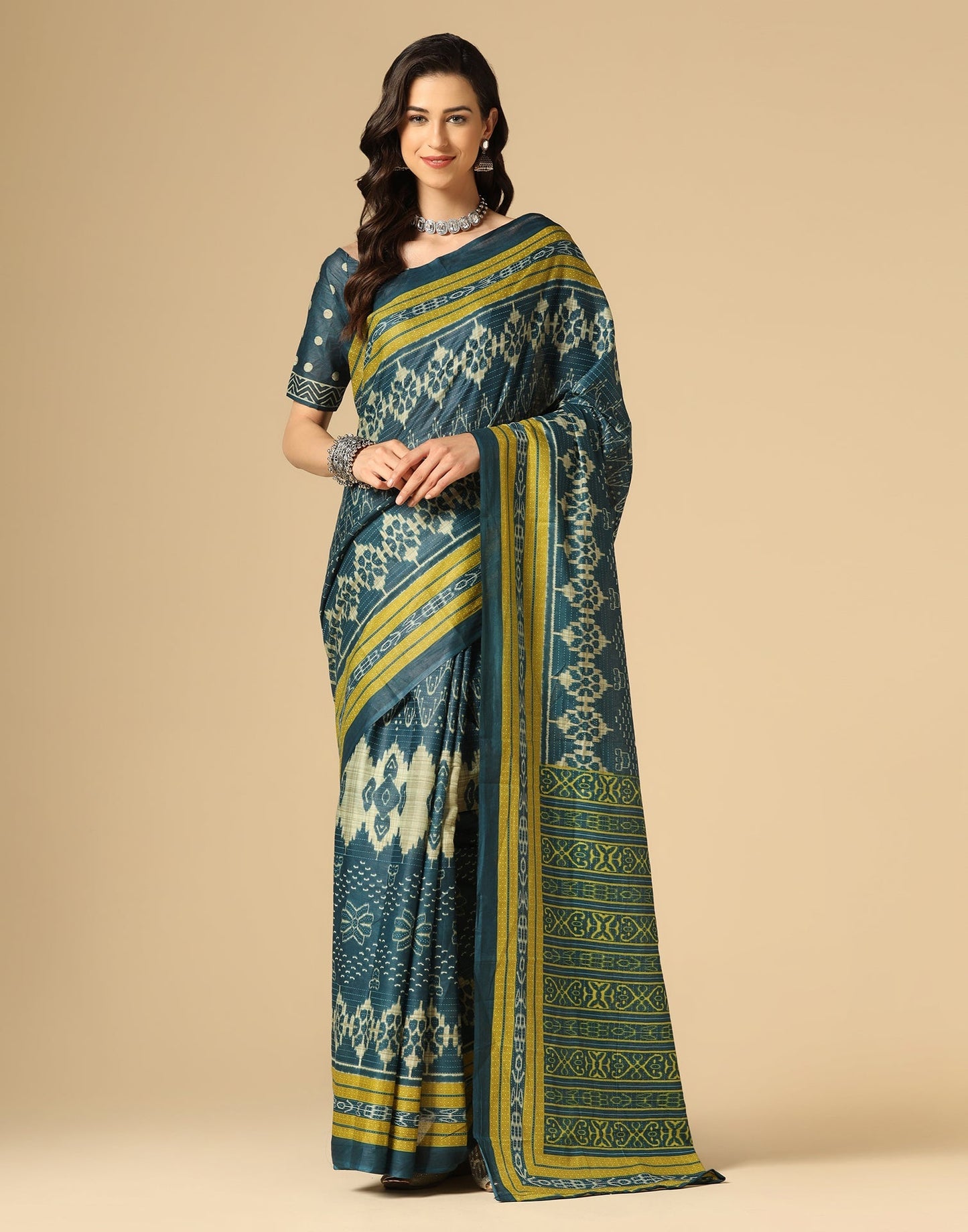 Blue Printed Cotton Saree | Sudathi