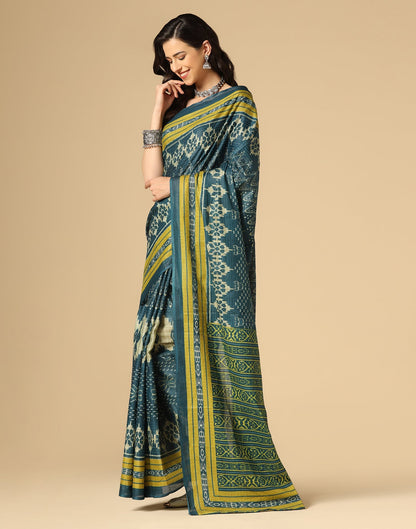 Blue Printed Cotton Saree | Sudathi