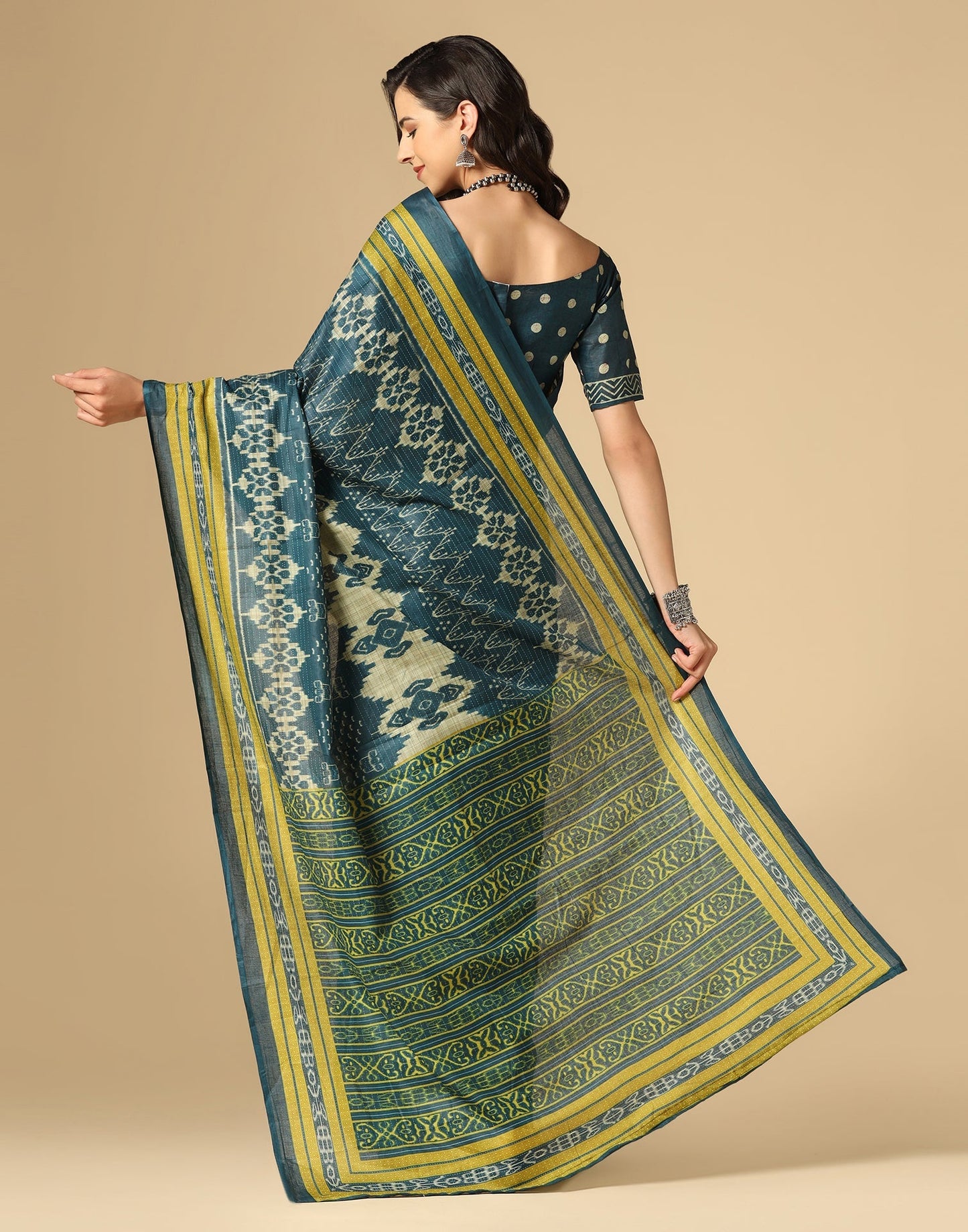 Blue Printed Cotton Saree | Sudathi