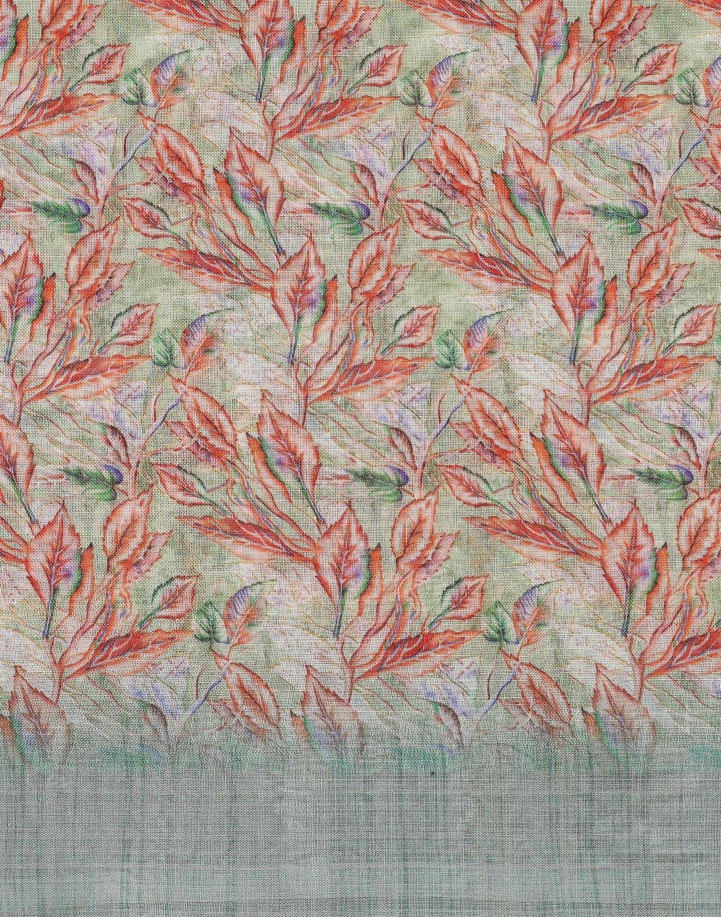 Multicoloured Printed Cotton Saree | Leemboodi