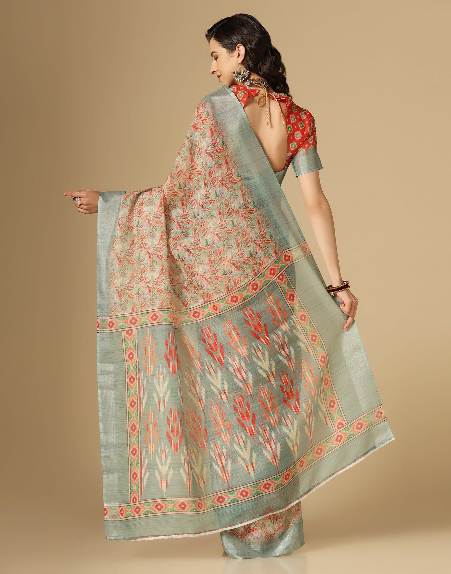 Multicoloured Printed Cotton Saree | Leemboodi