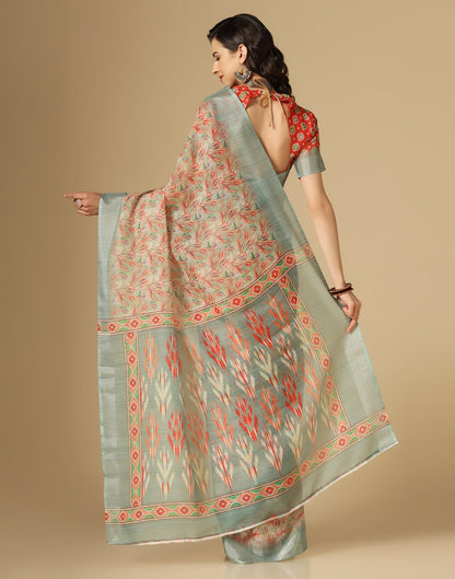 Multicoloured Printed Cotton Saree | Leemboodi