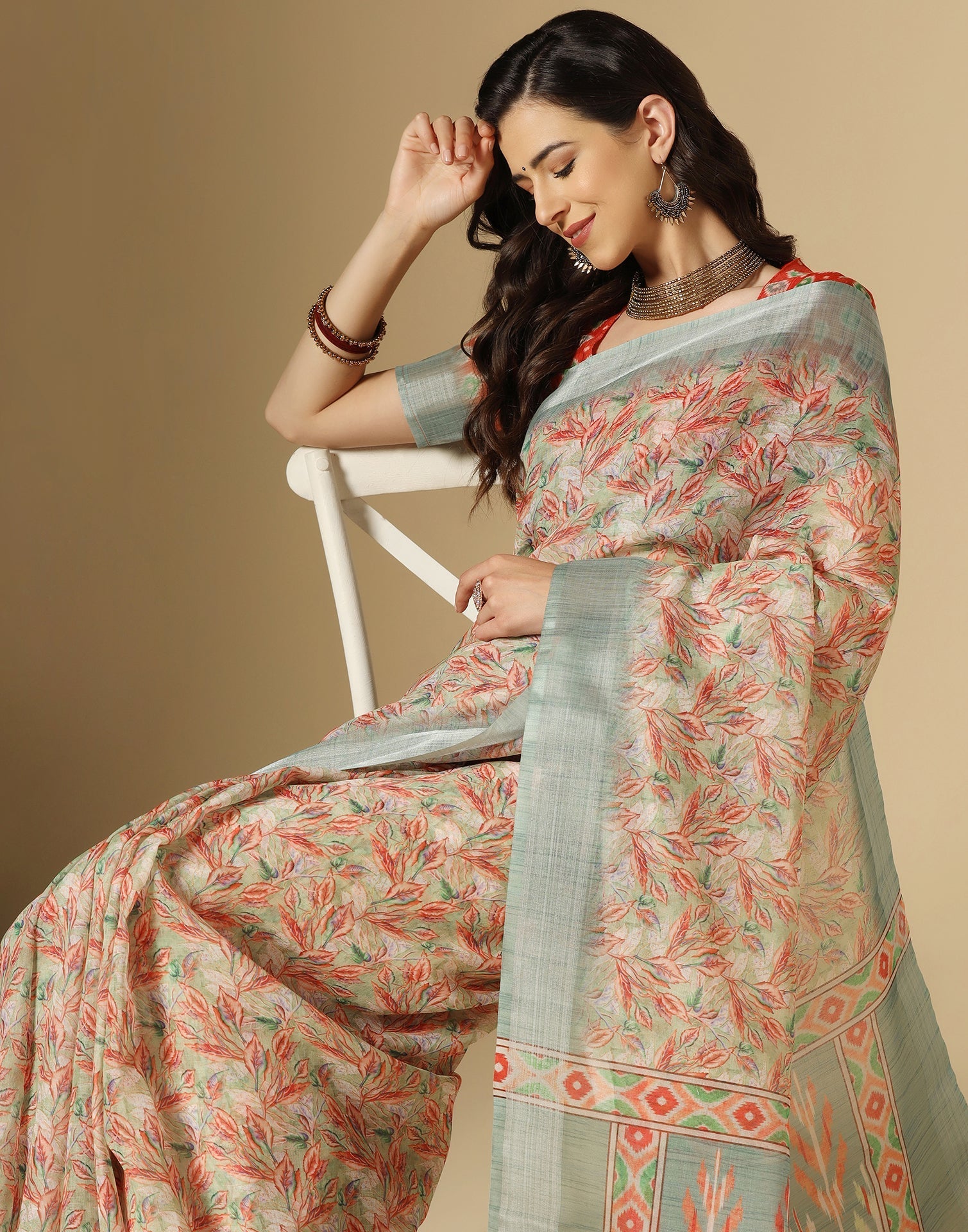 Multicoloured Printed Cotton Saree | Leemboodi