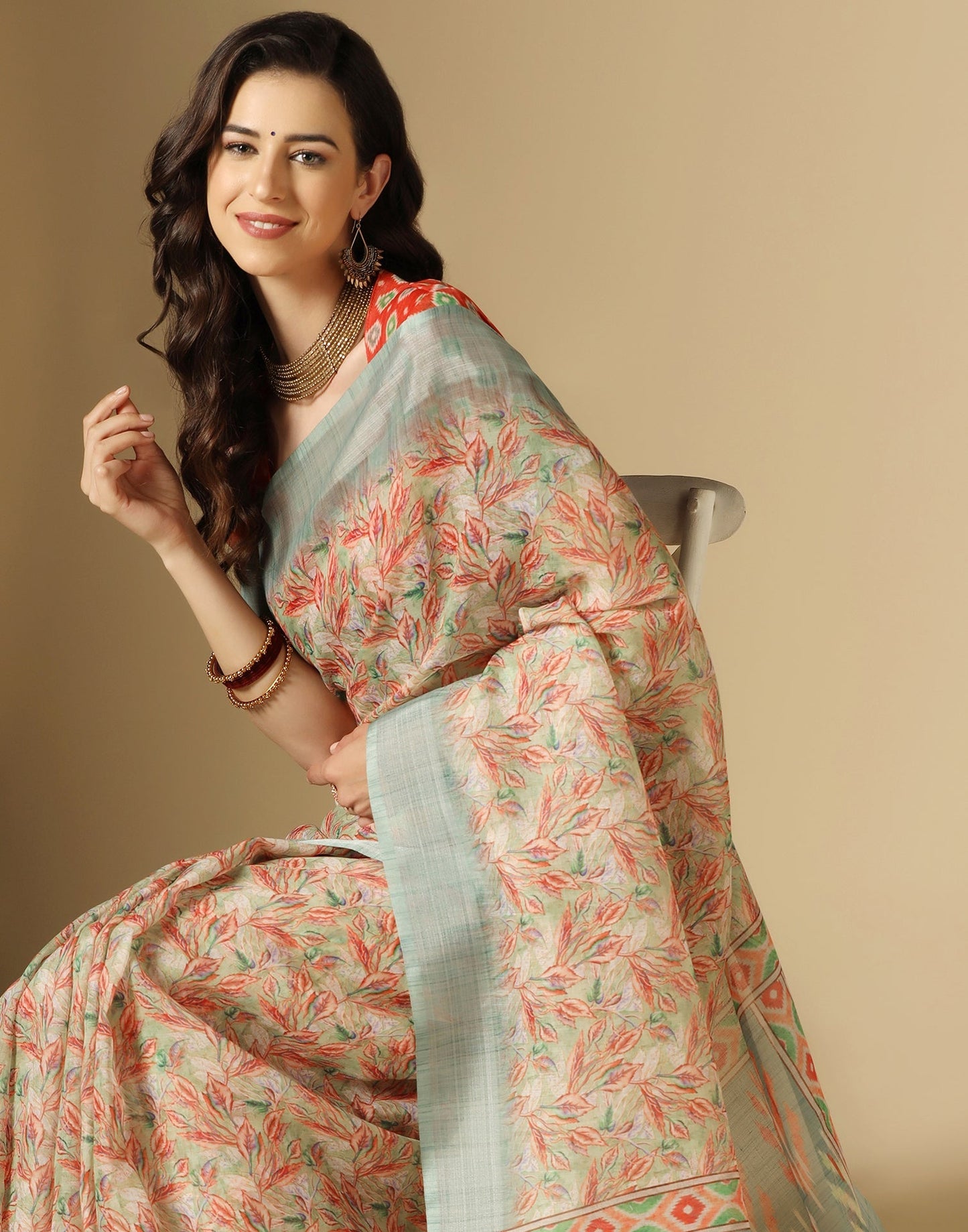 Multicoloured Printed Cotton Saree | Leemboodi