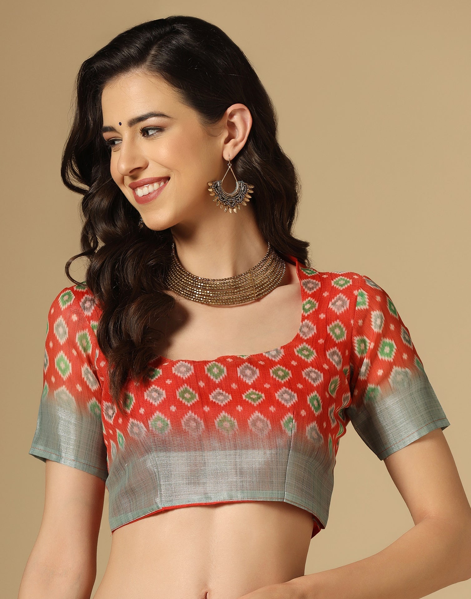 Multicoloured Printed Cotton Saree | Leemboodi