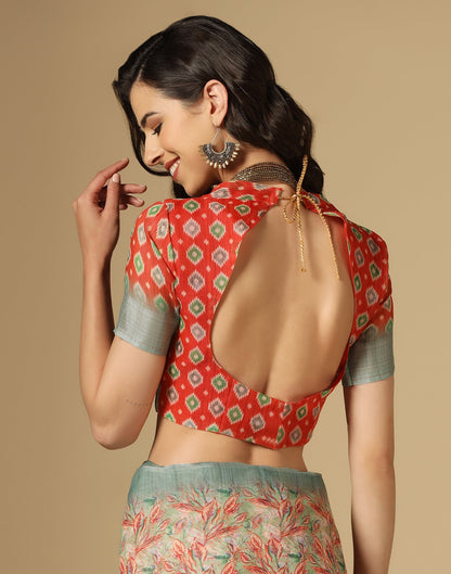 Multicoloured Printed Cotton Saree | Leemboodi