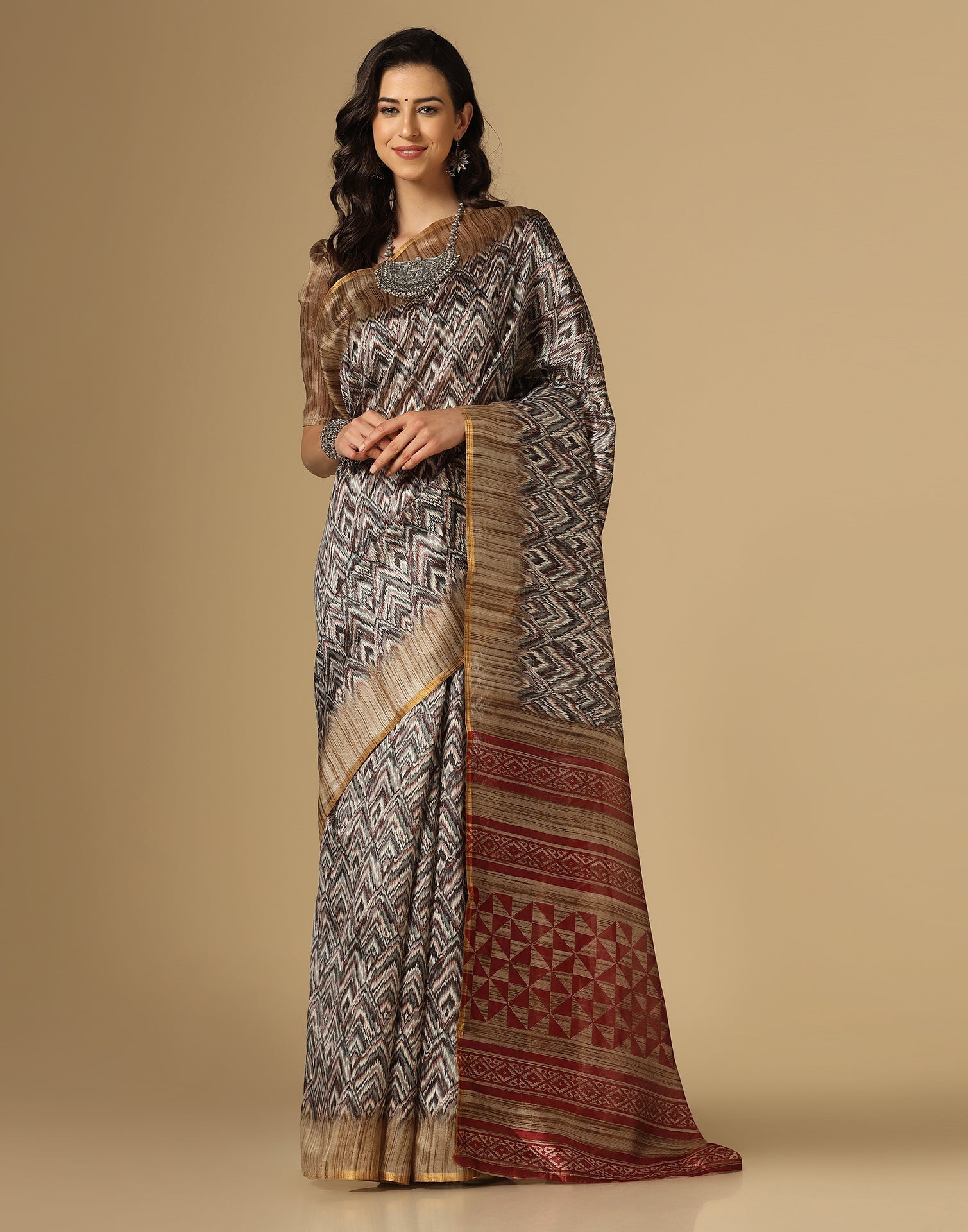 Multicoloured Printed Silk Saree | Leemboodi