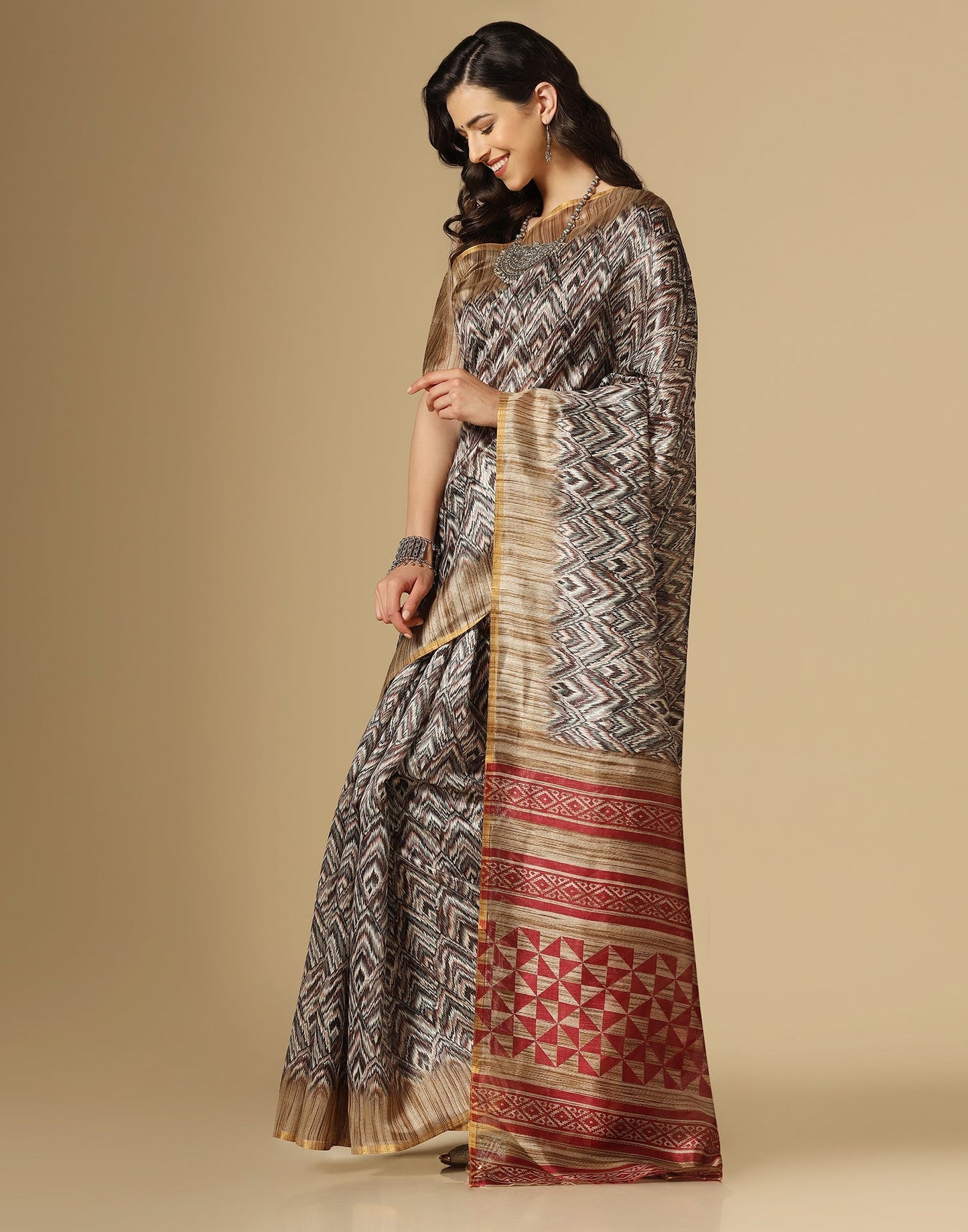 Multicoloured Printed Silk Saree | Leemboodi