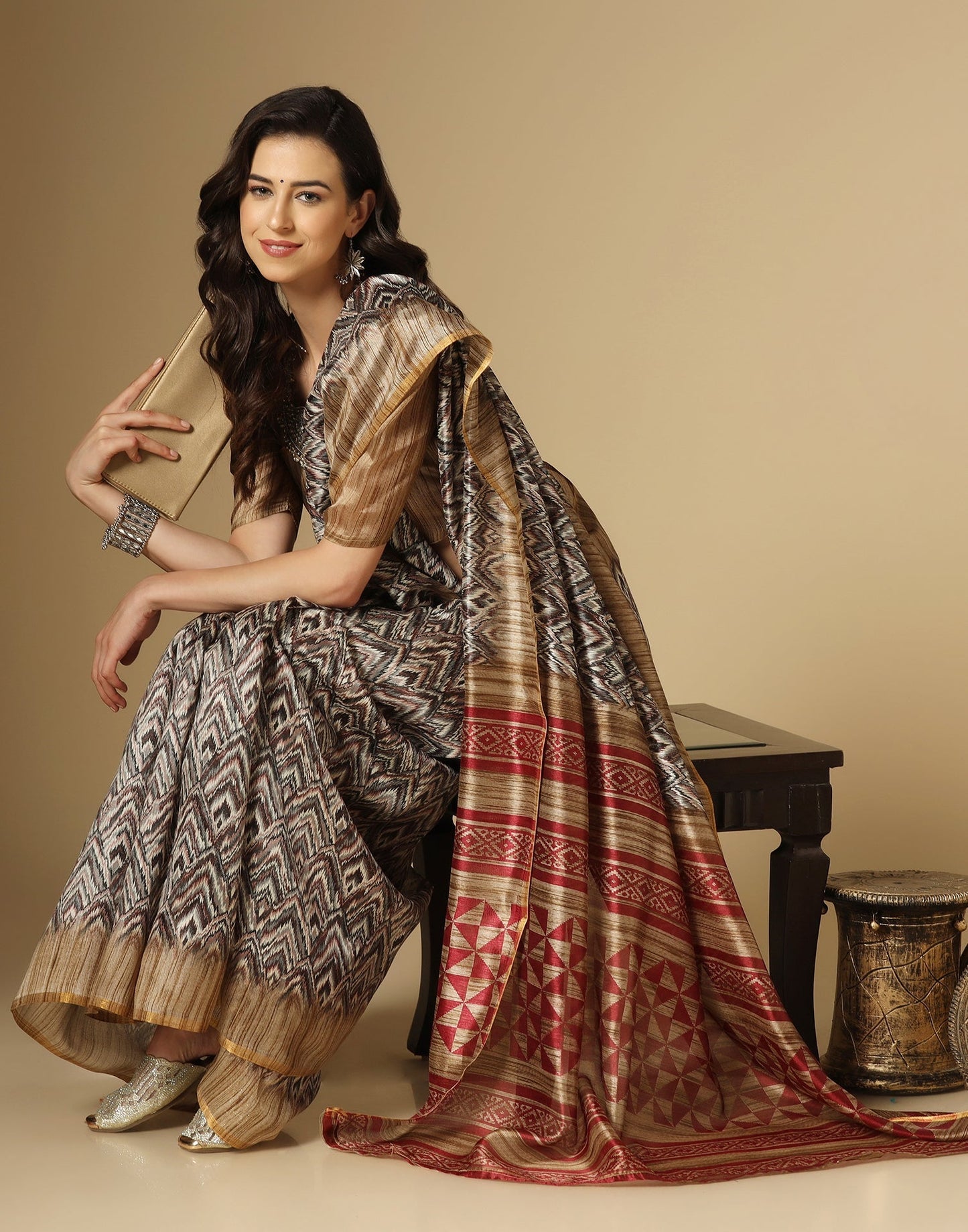 Multicoloured Printed Silk Saree | Leemboodi