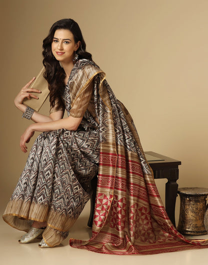 Multicoloured Printed Silk Saree | Leemboodi
